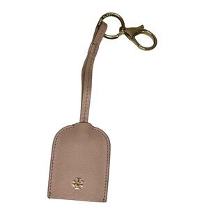 Tory Burch Leather Bottle Opener Keychain In Pink With Gold Accents